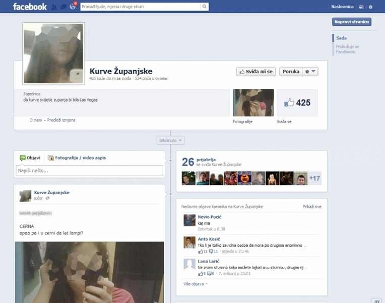 Facebook profil - Kurve županjske