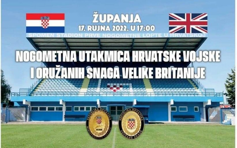 Sutra u Županji nogometna utakmica Hrvatske i Engleske vojske