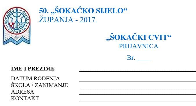 Otvorene prijave za “ŠOKAČKI CVIT 2017.”